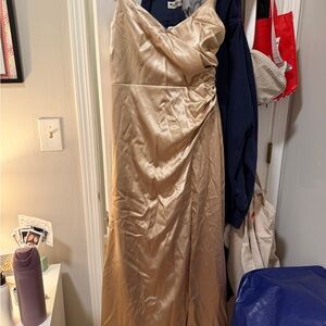 Birdy Grey Satin Gold Maxi Dress